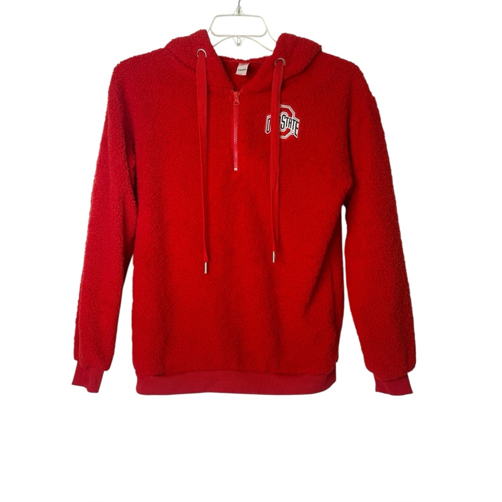 Ohio State Buckeyes Red‎ Long Sleeve Fleece Drawstring Hoodie Pockets Unisex M